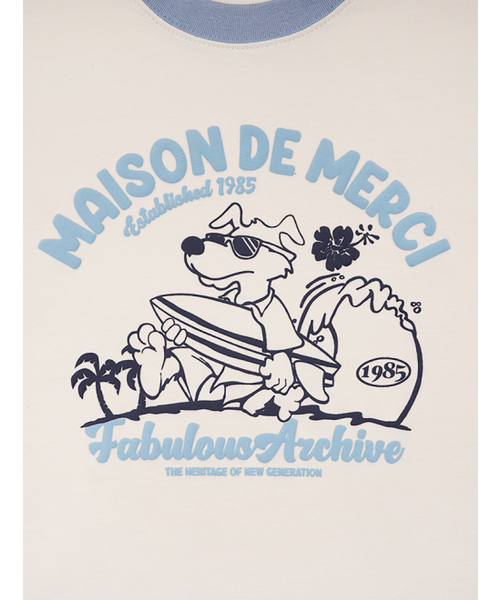 FABULOUS ARCHIVE(ファビュラスアーカイブ)の「ユニセックスオーバーサイズパピーサーフィンリンガー半袖Tシャツクリーム(FCE2TS401M)(Tシャツ/カットソー・レディース・クリーム・LARGE/MEDIUM/SMALL)」の4枚目の写真