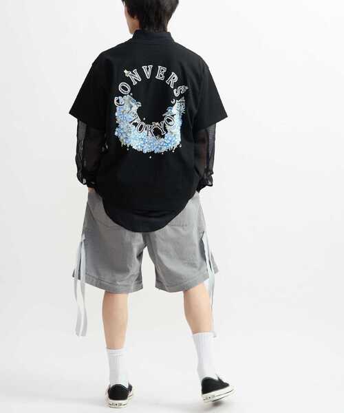 CONVERSE TOKYO（コンバーストウキョウ）の「CIRCLE FLOWER LOGO TEE（Tシャツ/カットソー・レディース・サックスブルー/ホワイト/ブラック・MEDIUM/SMALL）」の6枚目の写真