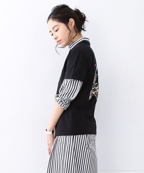 TAILOR TOYO（テーラートウヨウ）の「TAILOR TOYO×BEAMS BOY / スカ刺繍 ショートスリーブ Tシャツ（Tシャツ/カットソー・レディース・ブラック/ナチュラル・ONE SIZE）」の17枚目の写真