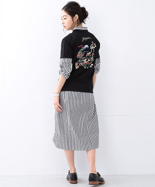 TAILOR TOYO（テーラートウヨウ）の「TAILOR TOYO×BEAMS BOY / スカ刺繍 ショートスリーブ Tシャツ（Tシャツ/カットソー・レディース・ブラック/ナチュラル・ONE SIZE）」の20枚目の写真