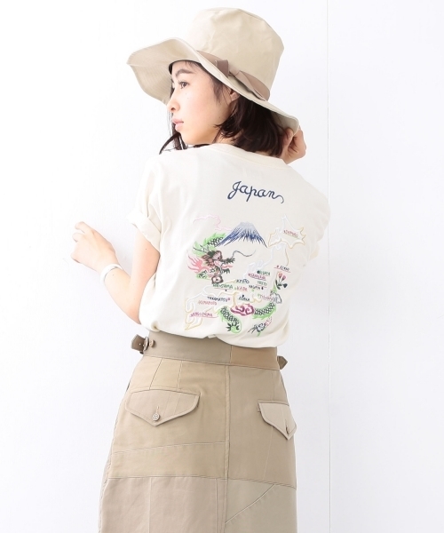 TAILOR TOYO（テーラートウヨウ）の「TAILOR TOYO×BEAMS BOY / スカ刺繍 ショートスリーブ Tシャツ（Tシャツ/カットソー・レディース・ブラック/ナチュラル・ONE SIZE）」の6枚目の写真