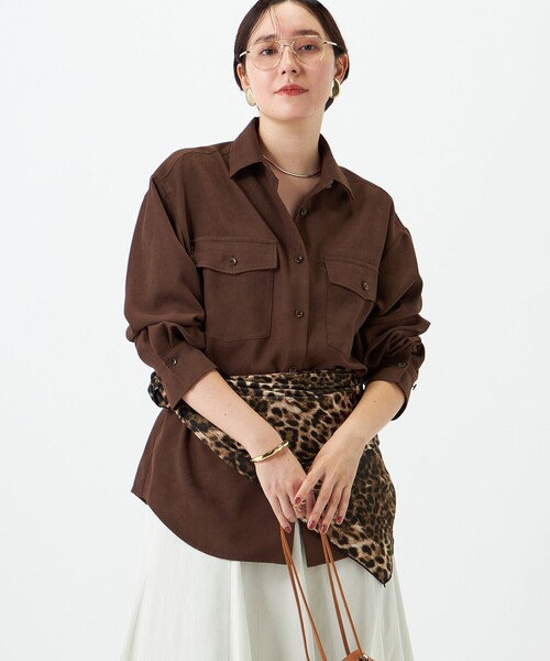 NOLLEY’S(ノーリーズ)の「《UVカット/防シワ》ウォッシャブルスエードライクシャツ(シャツ/ブラウス・レディース・ベージュ/ダークブラウン・FREE)」の14枚目の写真