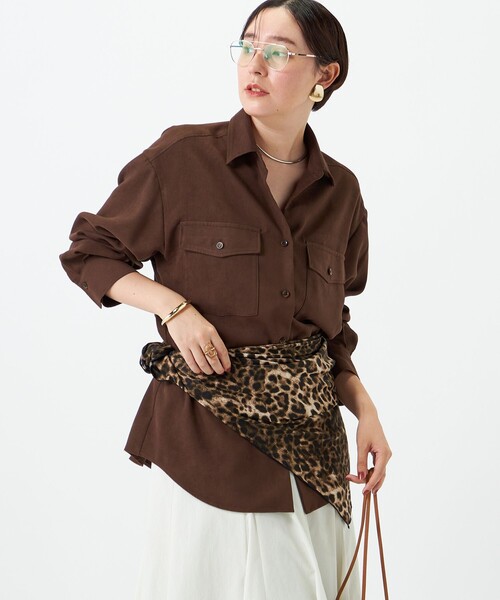 NOLLEY’S(ノーリーズ)の「《UVカット/防シワ》ウォッシャブルスエードライクシャツ(シャツ/ブラウス・レディース・ベージュ/ダークブラウン・FREE)」の19枚目の写真
