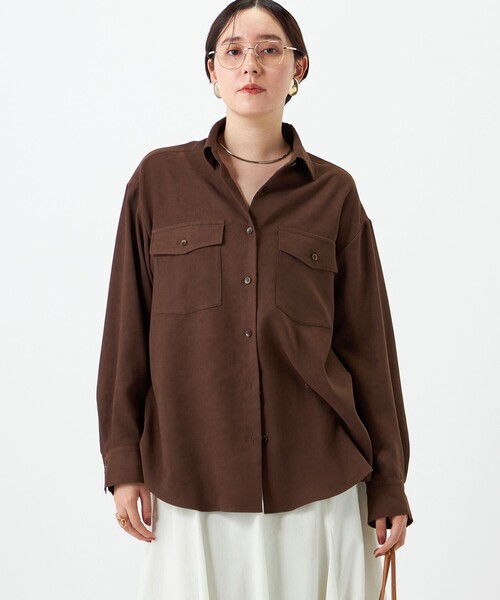NOLLEY’S(ノーリーズ)の「《UVカット/防シワ》ウォッシャブルスエードライクシャツ(シャツ/ブラウス・レディース・ベージュ/ダークブラウン・FREE)」の20枚目の写真