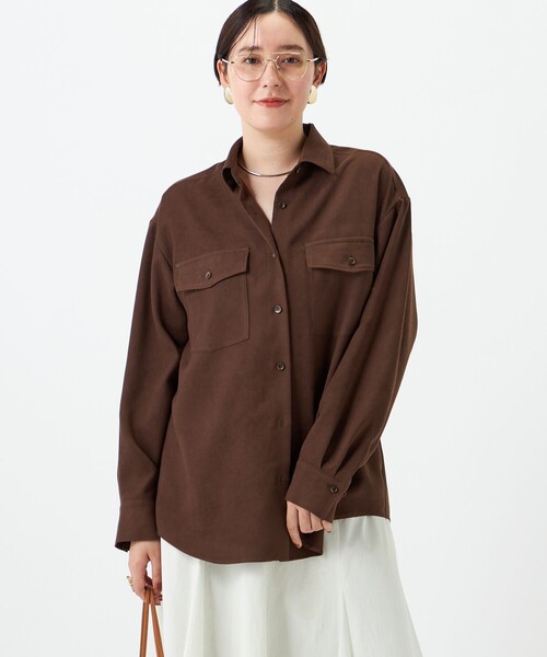 NOLLEY’S(ノーリーズ)の「《UVカット/防シワ》ウォッシャブルスエードライクシャツ(シャツ/ブラウス・レディース・ベージュ/ダークブラウン・FREE)」の21枚目の写真