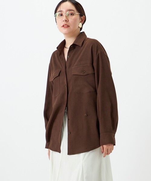 NOLLEY’S(ノーリーズ)の「《UVカット/防シワ》ウォッシャブルスエードライクシャツ(シャツ/ブラウス・レディース・ベージュ/ダークブラウン・FREE)」の22枚目の写真