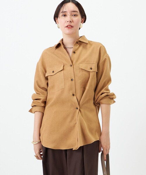 NOLLEY’S(ノーリーズ)の「《UVカット/防シワ》ウォッシャブルスエードライクシャツ(シャツ/ブラウス・レディース・ベージュ/ダークブラウン・FREE)」の5枚目の写真