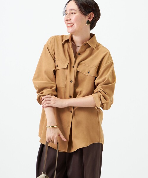 NOLLEY’S(ノーリーズ)の「《UVカット/防シワ》ウォッシャブルスエードライクシャツ(シャツ/ブラウス・レディース・ベージュ/ダークブラウン・FREE)」の6枚目の写真