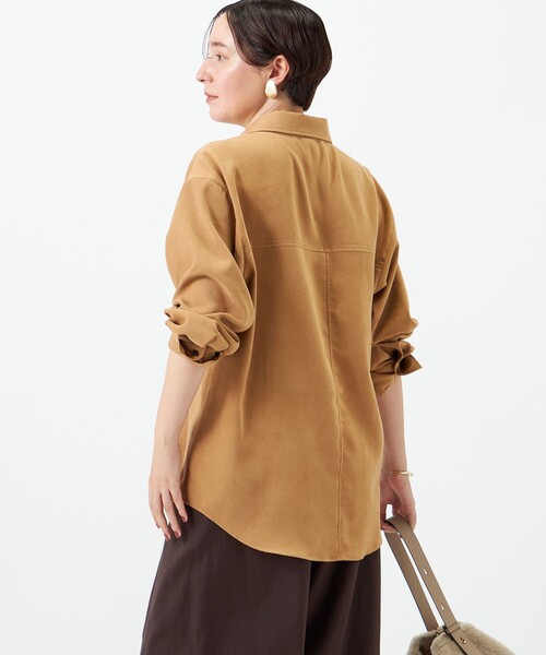 NOLLEY’S(ノーリーズ)の「《UVカット/防シワ》ウォッシャブルスエードライクシャツ(シャツ/ブラウス・レディース・ベージュ/ダークブラウン・FREE)」の7枚目の写真