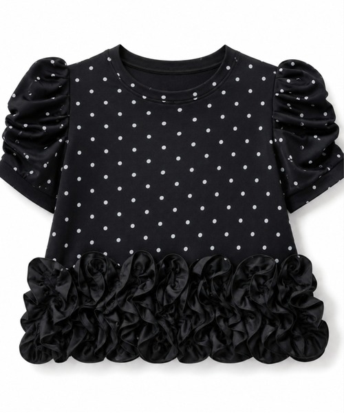 M y u(ミュー)の「ドットブルームトップス(Tシャツ/カットソー・レディース・White/Black・FREE)」の3枚目の写真