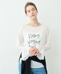∴ドライタッチシアー袖フレア手書きロゴTee
