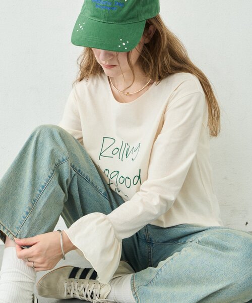 CIAOPANIC TYPY(チャオパニックティピー)の「∴ドライタッチシアー袖フレア手書きロゴTee(Tシャツ/カットソー・レディース・ホワイト/ブラック/アイボリー・ONE SIZE)」の3枚目の写真