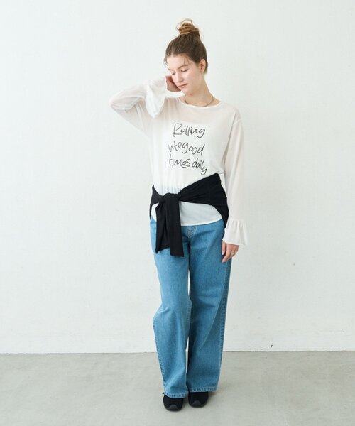 CIAOPANIC TYPY(チャオパニックティピー)の「∴ドライタッチシアー袖フレア手書きロゴTee(Tシャツ/カットソー・レディース・ホワイト/ブラック/アイボリー・ONE SIZE)」の10枚目の写真