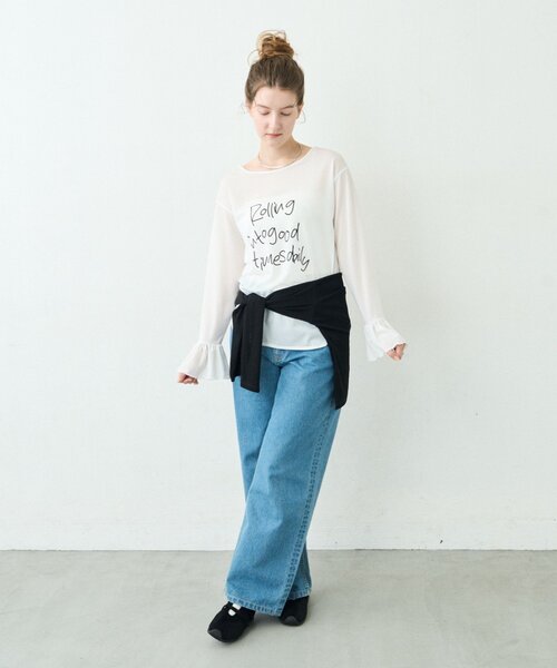CIAOPANIC TYPY(チャオパニックティピー)の「∴ドライタッチシアー袖フレア手書きロゴTee(Tシャツ/カットソー・レディース・ホワイト/ブラック/アイボリー・ONE SIZE)」の11枚目の写真