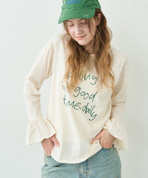 CIAOPANIC TYPY(チャオパニックティピー)の「∴ドライタッチシアー袖フレア手書きロゴTee(Tシャツ/カットソー・レディース・ホワイト/ブラック/アイボリー・ONE SIZE)」の14枚目の写真
