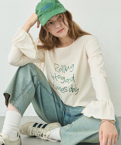 CIAOPANIC TYPY(チャオパニックティピー)の「∴ドライタッチシアー袖フレア手書きロゴTee(Tシャツ/カットソー・レディース・ホワイト/ブラック/アイボリー・ONE SIZE)」の16枚目の写真