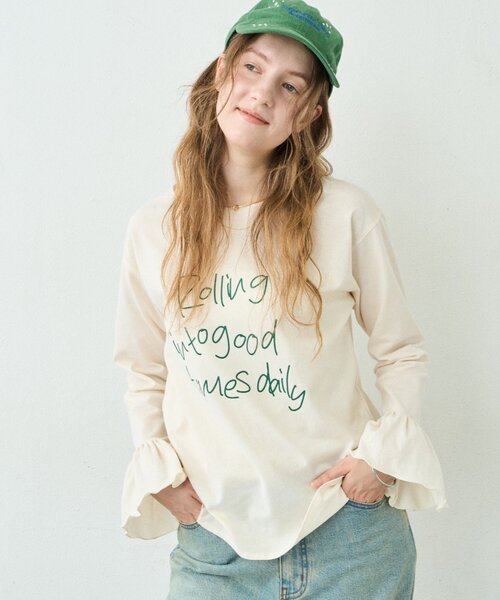 CIAOPANIC TYPY(チャオパニックティピー)の「∴ドライタッチシアー袖フレア手書きロゴTee(Tシャツ/カットソー・レディース・ホワイト/ブラック/アイボリー・ONE SIZE)」の18枚目の写真