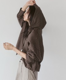 hunch（ハンチ）の「チェック柄 フーディーシャツ（シャツ/ブラウス）」