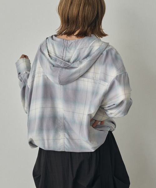 hunch(ハンチ)の「チェック柄 フーディーシャツ(シャツ/ブラウス・レディース・グレー系その他/ブラウン系その他/ブルー系その他・FREE)」の12枚目の写真
