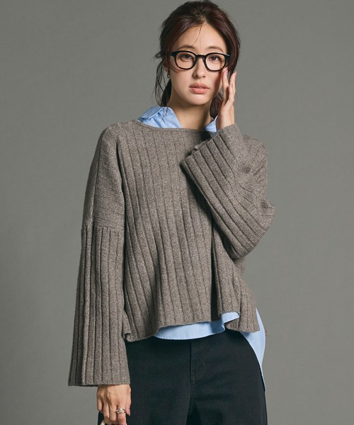 coca(coca)(コカ)の「\保温/ウールミックスワイドシルエットニットトップス(ニット/セーター・レディース・アイボリー/グレイッシュベージュ・M/L/S)」の1枚目の写真