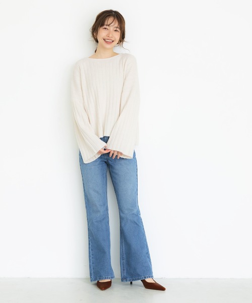 coca(coca)(コカ)の「\保温/ウールミックスワイドシルエットニットトップス(ニット/セーター・レディース・アイボリー/グレイッシュベージュ・M/L/S)」の5枚目の写真