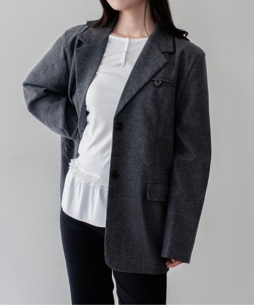 on:nue(オンニュ)の「【on:nue】ウール混メランジテーラードジャケット /26-27 AW COLLECTION(テーラードジャケット・レディース・グレー/ブラウン・FREE)」の3枚目の写真
