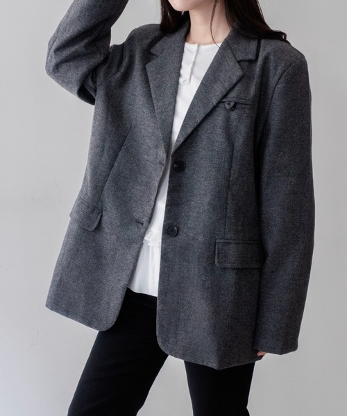 on:nue(オンニュ)の「【on:nue】ウール混メランジテーラードジャケット /26-27 AW COLLECTION(テーラードジャケット・レディース・グレー/ブラウン・FREE)」の4枚目の写真