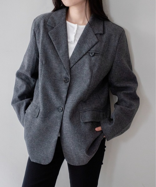 on:nue(オンニュ)の「【on:nue】ウール混メランジテーラードジャケット /26-27 AW COLLECTION(テーラードジャケット・レディース・グレー/ブラウン・FREE)」の5枚目の写真