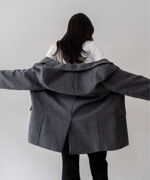 on:nue(オンニュ)の「【on:nue】ウール混メランジテーラードジャケット /26-27 AW COLLECTION(テーラードジャケット・レディース・グレー/ブラウン・FREE)」の7枚目の写真