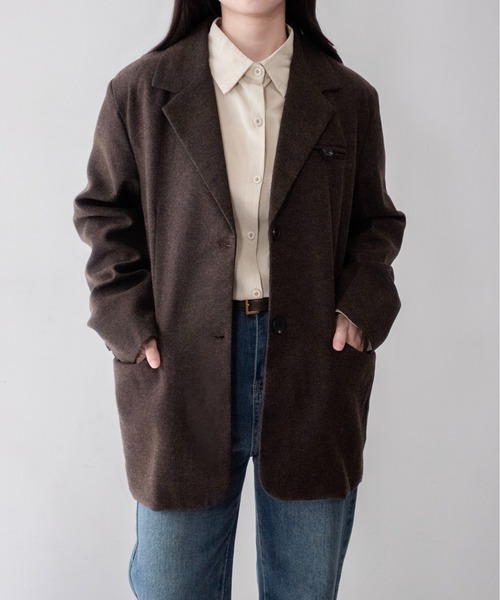 on:nue(オンニュ)の「【on:nue】ウール混メランジテーラードジャケット /26-27 AW COLLECTION(テーラードジャケット・レディース・グレー/ブラウン・FREE)」の20枚目の写真