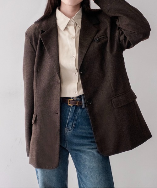 on:nue(オンニュ)の「【on:nue】ウール混メランジテーラードジャケット /26-27 AW COLLECTION(テーラードジャケット・レディース・グレー/ブラウン・FREE)」の22枚目の写真