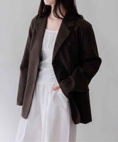 on:nue(オンニュ)の「【on:nue】ウール混メランジテーラードジャケット /26-27 AW COLLECTION(テーラードジャケット・レディース・グレー/ブラウン・FREE)」の16枚目の写真