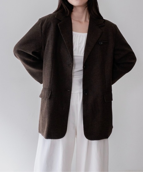 on:nue(オンニュ)の「【on:nue】ウール混メランジテーラードジャケット /26-27 AW COLLECTION(テーラードジャケット・レディース・グレー/ブラウン・FREE)」の17枚目の写真