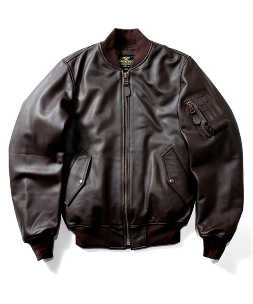 HOUSTON(ヒューストン)の「HOUSTON ヒューストン SHEEP LEATHER MA-1 FLIGHT JACKET シープレザー MA-1 フライトジャケット 本革 中綿入り(MA-1・メンズ・ブラック/ブラウン・XL/L/M/S)」の6枚目の写真