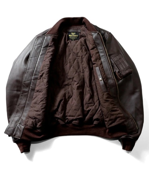 HOUSTON(ヒューストン)の「HOUSTON ヒューストン SHEEP LEATHER MA-1 FLIGHT JACKET シープレザー MA-1 フライトジャケット 本革 中綿入り(MA-1・メンズ・ブラック/ブラウン・XL/L/M/S)」の7枚目の写真