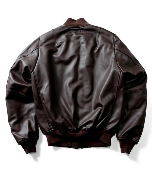 HOUSTON(ヒューストン)の「HOUSTON ヒューストン SHEEP LEATHER MA-1 FLIGHT JACKET シープレザー MA-1 フライトジャケット 本革 中綿入り(MA-1・メンズ・ブラック/ブラウン・XL/L/M/S)」の8枚目の写真