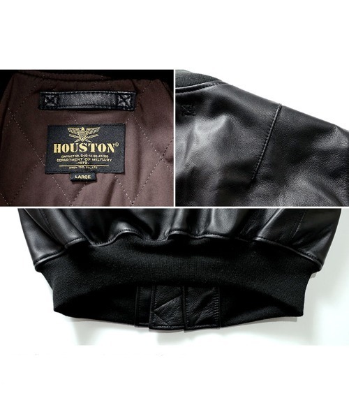 HOUSTON(ヒューストン)の「HOUSTON ヒューストン SHEEP LEATHER MA-1 FLIGHT JACKET シープレザー MA-1 フライトジャケット 本革 中綿入り(MA-1・メンズ・ブラック/ブラウン・XL/L/M/S)」の10枚目の写真