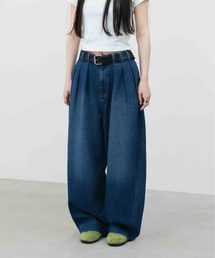 HONE（ホーン）の「3tuck curve wide denim pants / ３タックカーブワイドデニムパンツ（デニムパンツ）」