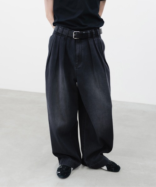 HONE（ホーン）の「3tuck curve wide denim pants / ３タックカーブワイドデニムパンツ（デニムパンツ・メンズ・ブラック/ブルー・LARGE/MEDIUM/SMALL）」の17枚目の写真