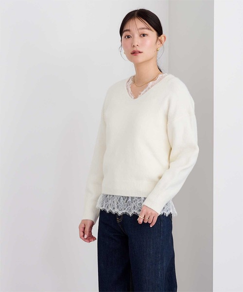 UR'S(ユアーズ)の「ふんわりVネックニットプルオーバー(ニット/セーター・レディース・チャコール/ベージュ/ブラック/ホワイト・L/M/S)」の10枚目の写真