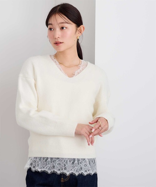 UR'S(ユアーズ)の「ふんわりVネックニットプルオーバー(ニット/セーター・レディース・チャコール/ベージュ/ブラック/ホワイト・L/M/S)」の12枚目の写真
