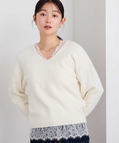 UR'S(ユアーズ)の「ふんわりVネックニットプルオーバー(ニット/セーター・レディース・チャコール/ベージュ/ブラック/ホワイト・L/M/S)」の13枚目の写真
