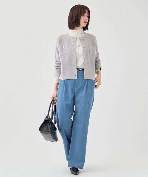 INDIVI(インディヴィ)の「【軽やか】ブークレニットジャケット(カーディガン/ボレロ・レディース・ブラック系4/キャメル/オフホワイト/ライトグレー・19/34/13/05/38/15 )」の19枚目の写真