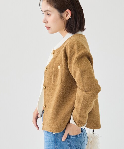 INDIVI(インディヴィ)の「【軽やか】ブークレニットジャケット(カーディガン/ボレロ・レディース・ブラック系4/キャメル/オフホワイト/ライトグレー・19/34/13/05/38/15 )」の15枚目の写真