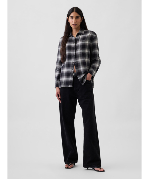 GAP(ギャップ)の「オーバーサイズ フランネルシャツ(シャツ/ブラウス・レディース・ブラック系その他/ブラウン系その他/マルチ・S/M/XS/L/XXS)」の14枚目の写真