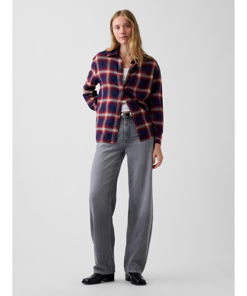 GAP(ギャップ)の「オーバーサイズ フランネルシャツ(シャツ/ブラウス・レディース・ブラック系その他/ブラウン系その他/マルチ・S/M/XS/L/XXS)」の17枚目の写真