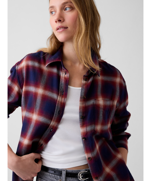 GAP(ギャップ)の「オーバーサイズ フランネルシャツ(シャツ/ブラウス・レディース・ブラック系その他/ブラウン系その他/マルチ・S/M/XS/L/XXS)」の18枚目の写真