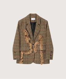 Check Frill Decorate Jacket/チェック柄フリルジャケット