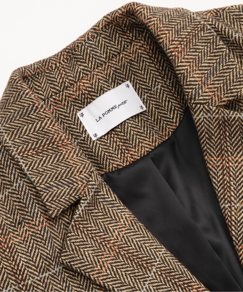 LA POMME petit(ラポミ・プチ)の「Check Frill Decorate Jacket/チェック柄フリルジャケット(テーラードジャケット・レディース・ブラウン/ブラック/ブルー・FREE)」の7枚目の写真