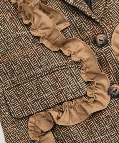 LA POMME petit(ラポミ・プチ)の「Check Frill Decorate Jacket/チェック柄フリルジャケット(テーラードジャケット・レディース・ブラウン/ブラック/ブルー・FREE)」の9枚目の写真